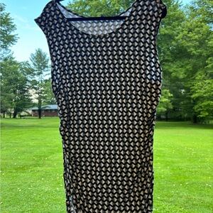 NY Collection Black and White Sleeveless Sheath Tunic